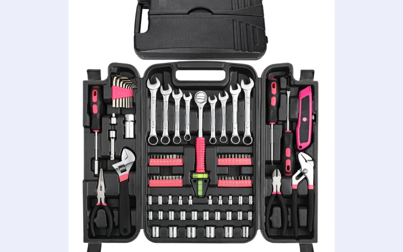 95-piece-household-tool-set-in-black-plastic-case-portable-tool-kit-for-workshop-or-home-use